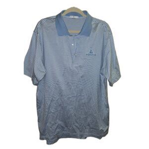 Peter Millar Men's Blue Striped Polo Golf Shirt XL